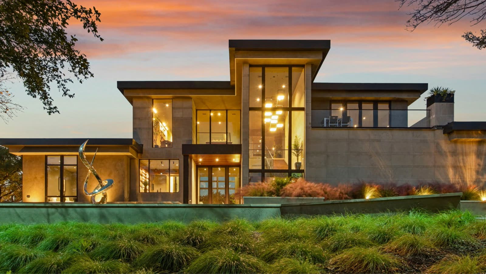 Triplex villas at dusk (render)